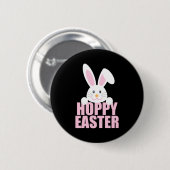 Glücklicher Osterhase Wortwitz Süßes Rosa Mädchen  Button (Vorne & Hinten)