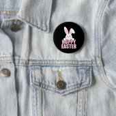 Glücklicher Osterhase Wortwitz Süßes Rosa Mädchen  Button (Beispiel)