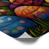 Glücklicher Ostern Jesus verklebt Glaskunst Poster (Ecke)