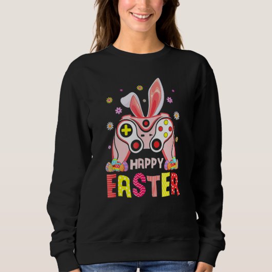 Glücklicher Ostertag Video Game Controller Bunny G Sweatshirt (Vorderseite)