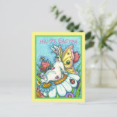GLÜCKLICHER OSTFLUTTERBUN-RABBIT, FUNNY BUNNY FAIR POSTKARTE (Stehend Vorderseite)
