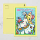 GLÜCKLICHER OSTFLUTTERBUN-RABBIT, FUNNY BUNNY FAIR POSTKARTE (Vorne/Hinten)