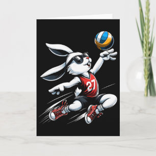 Glücklicher Osthase Jungen spielen Volleyball Ea Karte