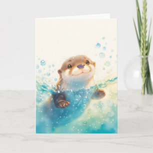 Glücklicher Otter in einer aquatischen Wunderwelt Karte