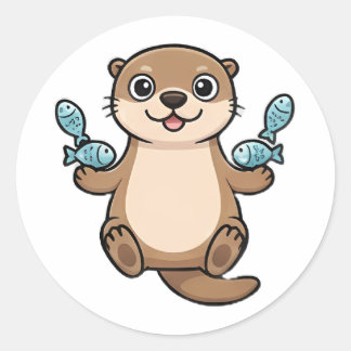 Glücklicher Otter Runder Aufkleber