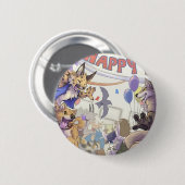 Glücklicher Pelzbetrug Knopf Button (Vorne & Hinten)