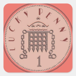 Glücklicher Penny-Aufkleber Quadratischer Aufkleber