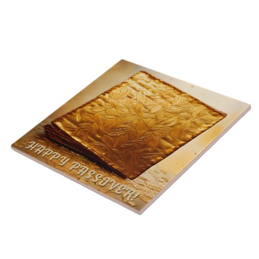 Glücklicher Pessach! Golden Matzah Fliese (Seite)