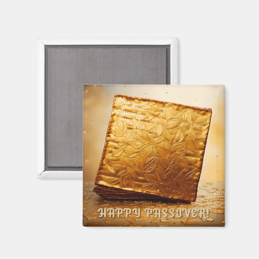 Glücklicher Pessach! Golden Matzah Magnet (Vorderseite/Rückseite)