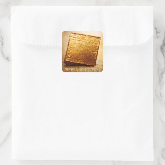 Glücklicher Pessach! Golden Matzah Quadratischer Aufkleber (Tasche)