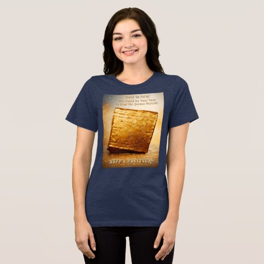 Glücklicher Pessach! Golden Matzah Tri-Blend Shirt (Vorderseite voll)