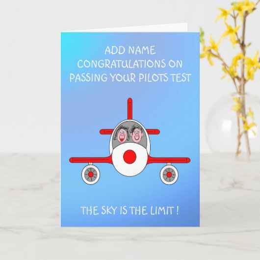 Glücklicher Pilot hat gerade den Test bestanden Karte (Gelbe Blume)