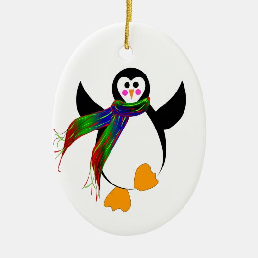 Glücklicher Pinguin Keramik Ornament (Vorne)