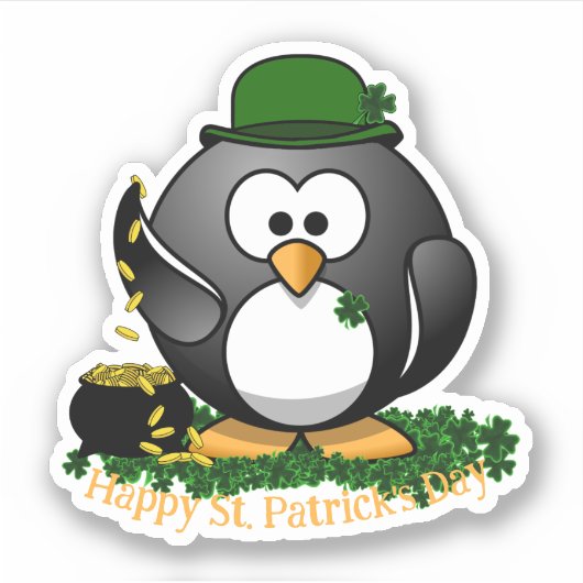 Glücklicher Pinguin St. Patrick's Day Aufkleber (Vorderseite)