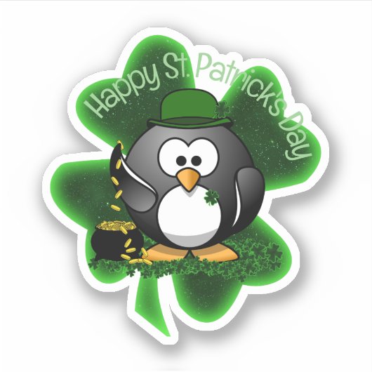 Glücklicher Pinguin St. Patrick's Day Aufkleber (Vorderseite)