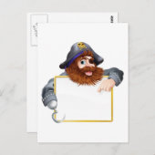 Glücklicher Pirat auf Schild Postkarte (Vorne/Hinten)