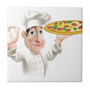 Glücklicher Pizza-Koch Fliese