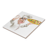 Glücklicher Pizza-Koch Fliese (Seite)