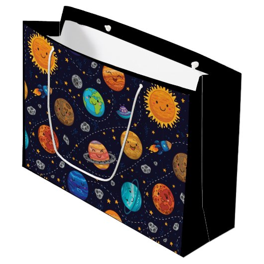 Glücklicher Planeten Geschenktüte (Vorderseite Schrägansicht)