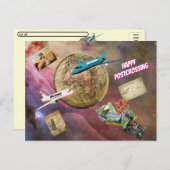 Glücklicher Postübergang - Versand rund um die Wel Postkarte (Vorne/Hinten)