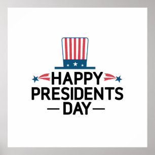 Glücklicher Präsident's Day Patriotic Flag Hat Poster