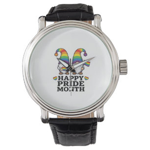 Glücklicher Pride Monat Gnom Vintage Regenbogen Sh Armbanduhr