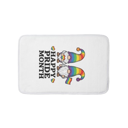 Glücklicher Pride Monat Gnom Vintage Regenbogen Sh Badematte (Vorderseite)