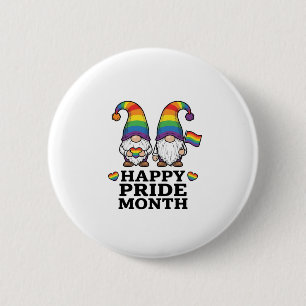 Glücklicher Pride Monat Gnom Vintage Regenbogen Sh Button