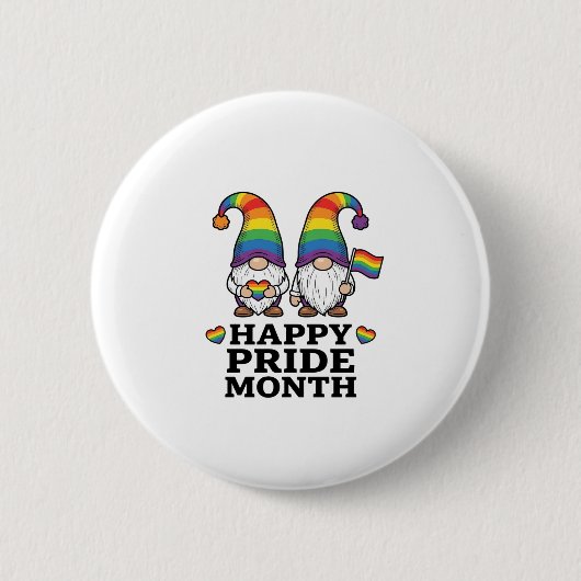 Glücklicher Pride Monat Gnom Vintage Regenbogen Sh Button (Vorderseite)