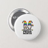 Glücklicher Pride Monat Gnom Vintage Regenbogen Sh Button (Vorne & Hinten)