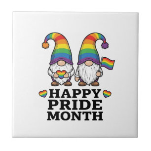 Glücklicher Pride Monat Gnom Vintage Regenbogen Sh Fliese