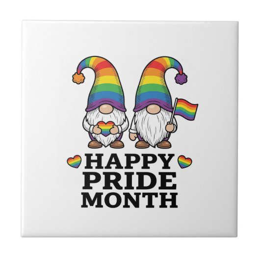 Glücklicher Pride Monat Gnom Vintage Regenbogen Sh Fliese (Vorderseite)