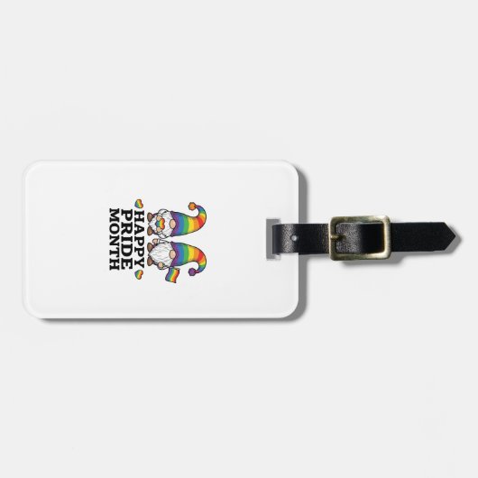 Glücklicher Pride Monat Gnom Vintage Regenbogen Sh Gepäckanhänger (Vorderseite horizontal)
