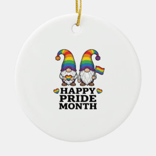 Glücklicher Pride Monat Gnom Vintage Regenbogen Sh Keramik Ornament