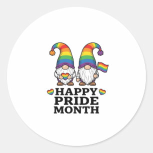 Glücklicher Pride Monat Gnom Vintage Regenbogen Sh Runder Aufkleber