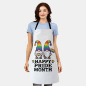 Glücklicher Pride Monat Gnom Vintage Regenbogen Sh Schürze (Getragen)