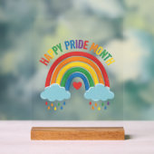 Glücklicher Pride-Monat Regenbogen-Vintage-Stich-D Acrylschild (Neutral)