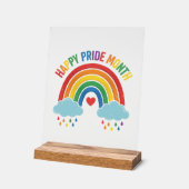 Glücklicher Pride-Monat Regenbogen-Vintage-Stich-D Acrylschild (Winkel)