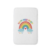 Glücklicher Pride-Monat Regenbogen-Vintage-Stich-D Badematte (Vorderseite Vertikal)