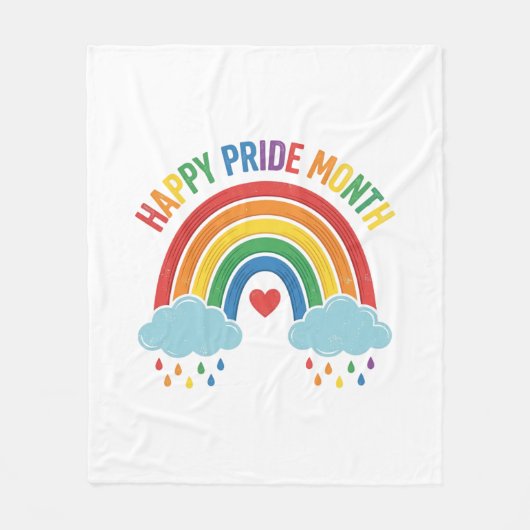 Glücklicher Pride-Monat Regenbogen-Vintage-Stich-D Fleecedecke (Vorderseite)