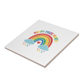 Glücklicher Pride-Monat Regenbogen-Vintage-Stich-D Fliese (Seite)
