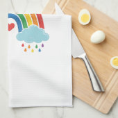 Glücklicher Pride-Monat Regenbogen-Vintage-Stich-D Geschirrtuch (Viertel Falte)