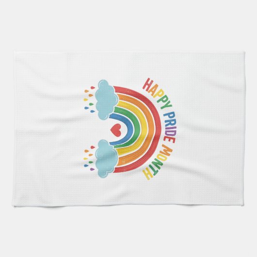 Glücklicher Pride-Monat Regenbogen-Vintage-Stich-D Geschirrtuch (Horizontal)