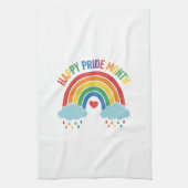 Glücklicher Pride-Monat Regenbogen-Vintage-Stich-D Geschirrtuch (Vertikal)