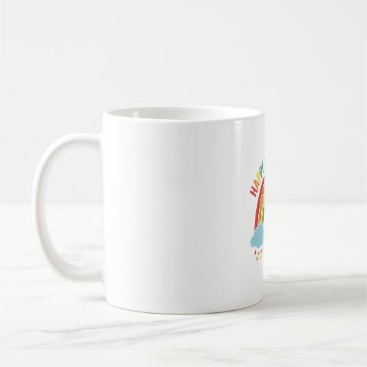 Glücklicher Pride-Monat Regenbogen-Vintage-Stich-D Kaffeetasse (Links)