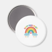 Glücklicher Pride-Monat Regenbogen-Vintage-Stich-D Magnet (Vorderseite/Rückseite)