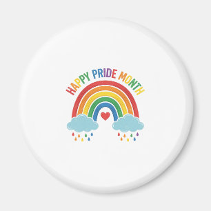 Glücklicher Pride-Monat Regenbogen-Vintage-Stich-D Magnet