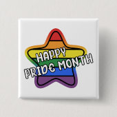 Glücklicher Pride Monat Stern LGBTQ Regenbogenflag Button (Vorderseite)