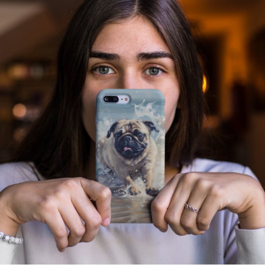Glücklicher Pug am Strand Case-Mate iPhone Hülle