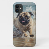 Glücklicher Pug am Strand Case-Mate iPhone Hülle (Rückseite)
